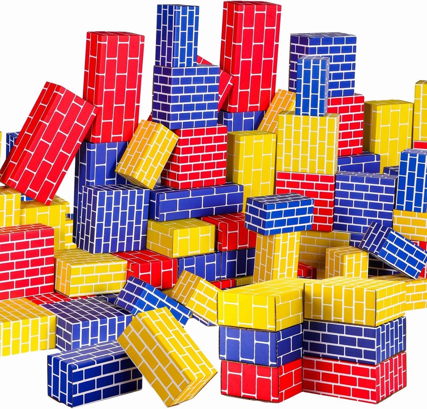 Junkin 80 Pack Jumbo Cardboard Building Blocks for Kids Large Stacking Cardboard Bricks Thick Building Blocks for Construction Supplies Favor Preschool Daycare Toddlers