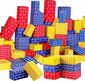 Junkin 80 Pack Jumbo Cardboard Building Blocks for Kids Large Stacking Cardboard Bricks Thick Building Blocks for Construction Supplies Favor Preschool Daycare Toddlers