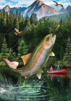 junyou Fish Puzzles for Adults 500 Piece Jigsaw Puzzles Fishing Lakeside Scenery Fish Bait Educational Game Toys, Family Decoration Puzzle The Best Gift for Kids