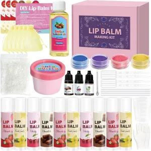 JUYRLE Lip Balm Making Kit- DIY Lip Gloss Kit for Girls, Make Your Own Lip Balm Making Kit with Natural Beeswax, Lip Balm Containers, DIY Lip Care Kit Gifts for Adults Kids