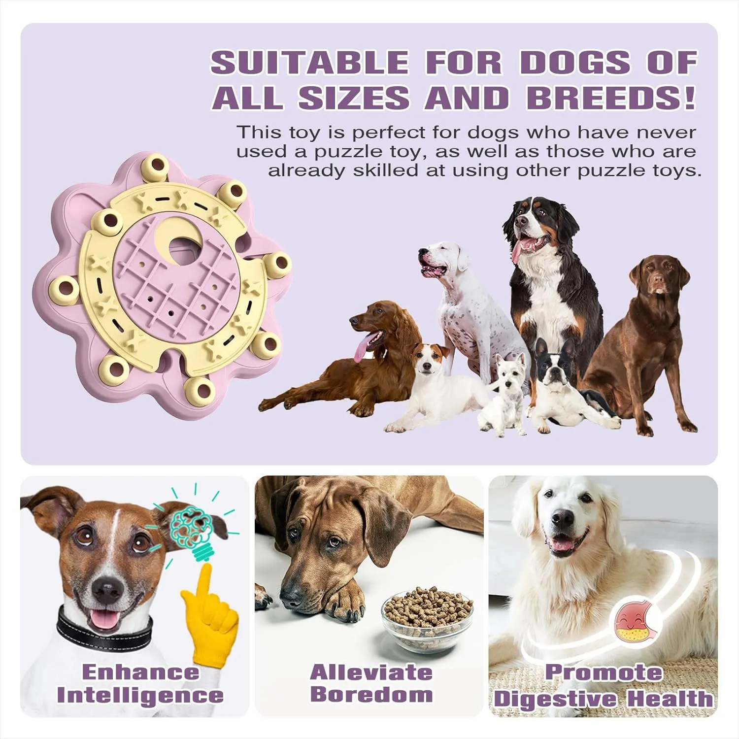 KADTC Dog Puzzle Toys Level 3 in 1 Brain Mind Treat Game Mental Stimulation Enrichment Hard Toys Puppy Holiday Birthday Gift Boredom Busters Slow Puzzles Food Feeder for Small/Medium/Large Breed Dogs