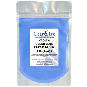Kaolin Ocean Blue Clay Cosmetic Grade Powder - 100% Pure Natural Powder - Great For Skin Detox, Rejuvenation, and More - Heal Damaged Skin - DIY Clay Face Mask (1 lb)