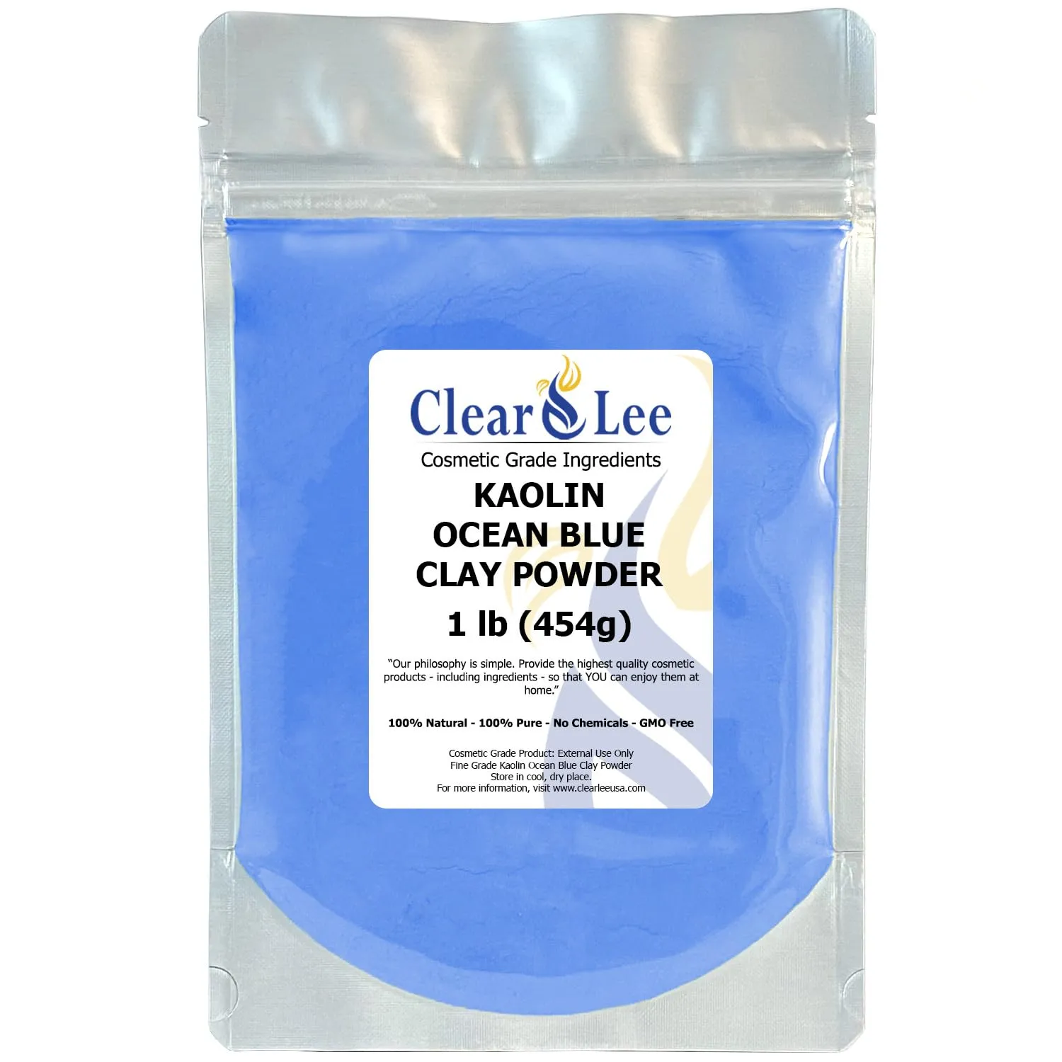 Kaolin Ocean Blue Clay Cosmetic Grade Powder - 100% Pure Natural Powder - Great For Skin Detox, Rejuvenation, and More - Heal Damaged Skin - DIY Clay Face Mask (1 lb)