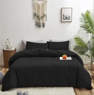KAREVER Black Comforter Queen Fluffy Bedding Set Solid Dark Color Soft Durable Queen Blanket Women 3 Pieces Breathable Lightweight Black Comforter Set Queen Size