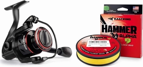 KastKing Brutus Spinning Reel,Size 2000 Fishing Reel,KastKing Hammer Alpha 9 Braided Fishing Line, Yellow, 30LB, 300Yds, 9 Strands