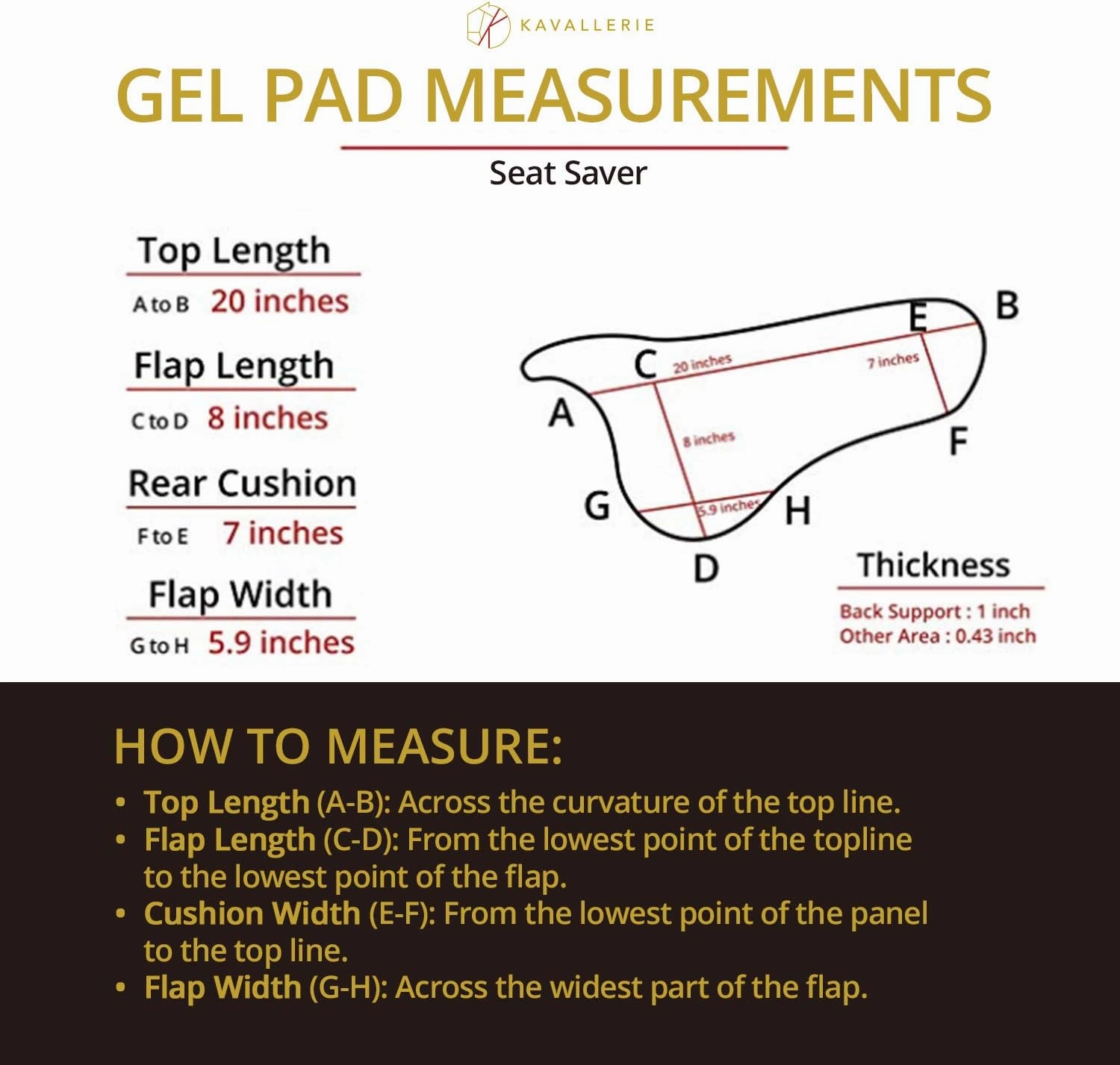 Kavallerie Gel Saddle Pad - Helps with Saddle Bridging, Sore Back, Swayed Back, High Withers, English Bareback Pad for Horses, Perfect for Eventing, Schooling, Dressage, Jumping Training