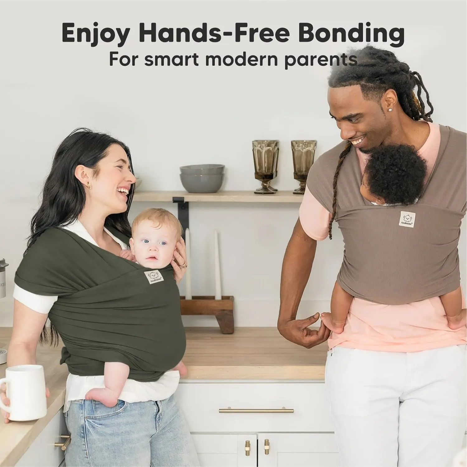 KeaBabies Baby Wrap Carrier - All in 1 Original Baby Carrier Newborn to Toddler Sling, Easy to Wear, Hands Free Bonding, Lightweight, Breathable Infant Wraps (Forest)