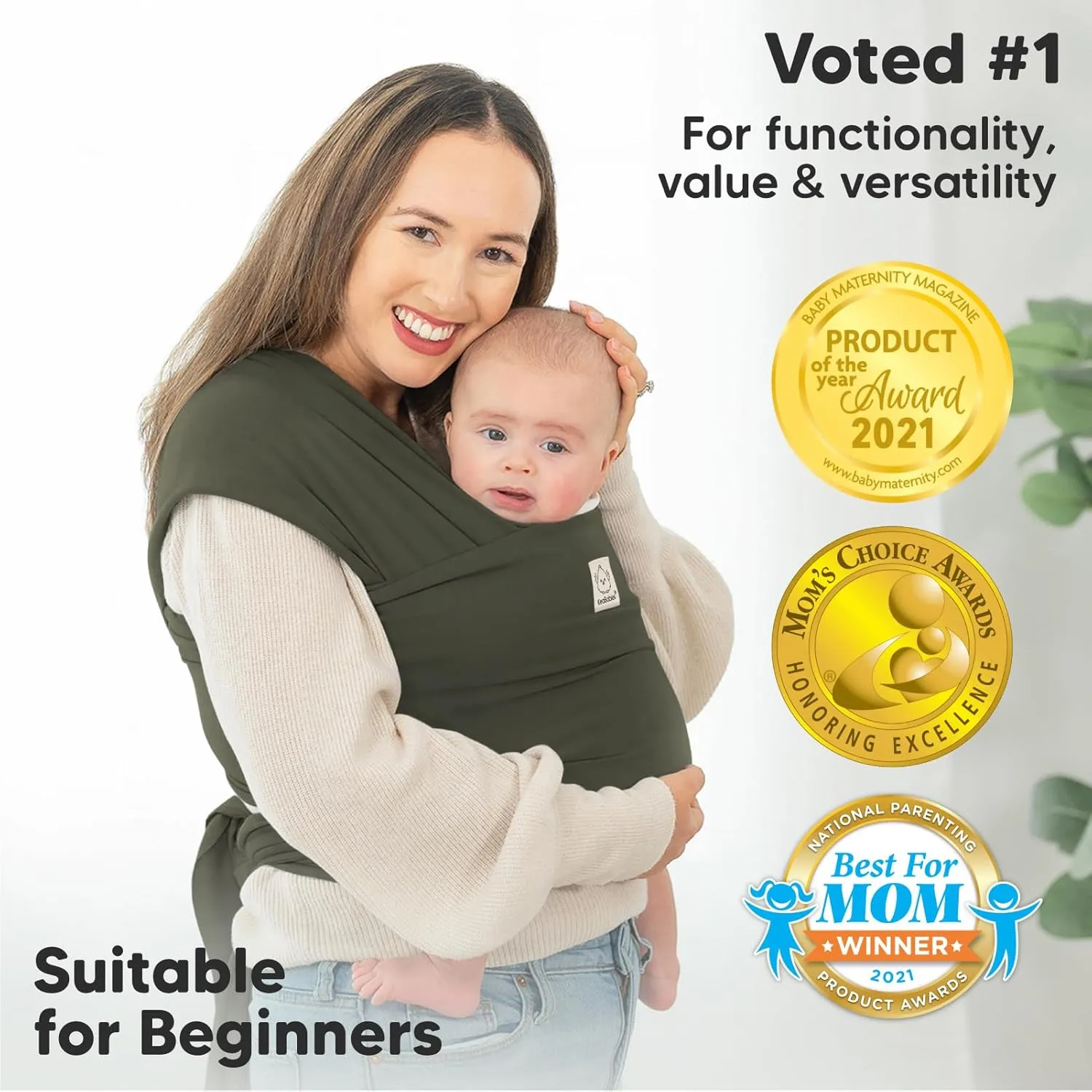 KeaBabies Baby Wrap Carrier - All in 1 Original Baby Carrier Newborn to Toddler Sling, Easy to Wear, Hands Free Bonding, Lightweight, Breathable Infant Wraps (Forest)