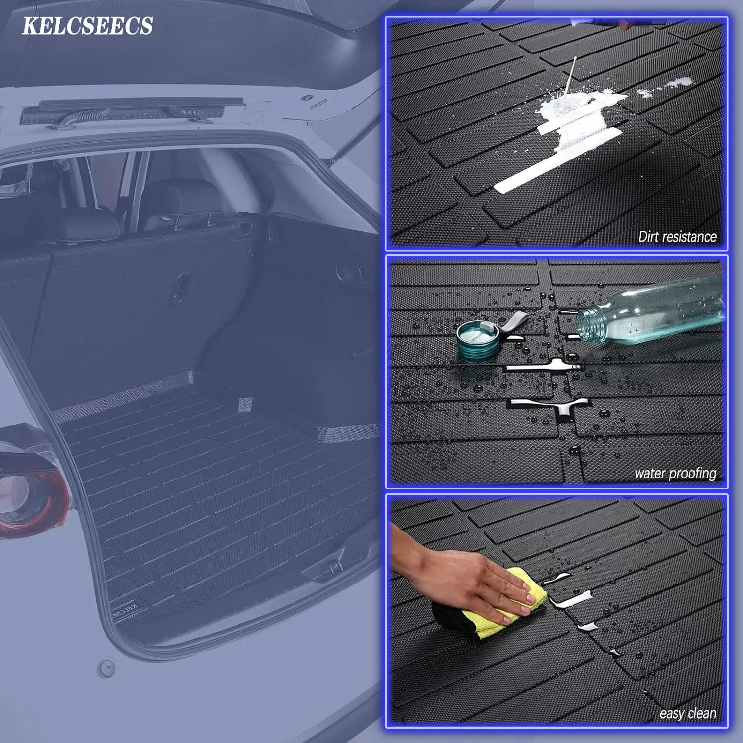 KELCSEECS Floor Mats & Cargo Liner for 2021 2022 2023 Hyundai Santa Fe Hybrid/2022 2023 Hyundai Santa Fe Plug-in Hybrid(PHEV) Car Mats All Weather Floor Liners Santa Fe Hybrid Floor Mats Trunk Mat