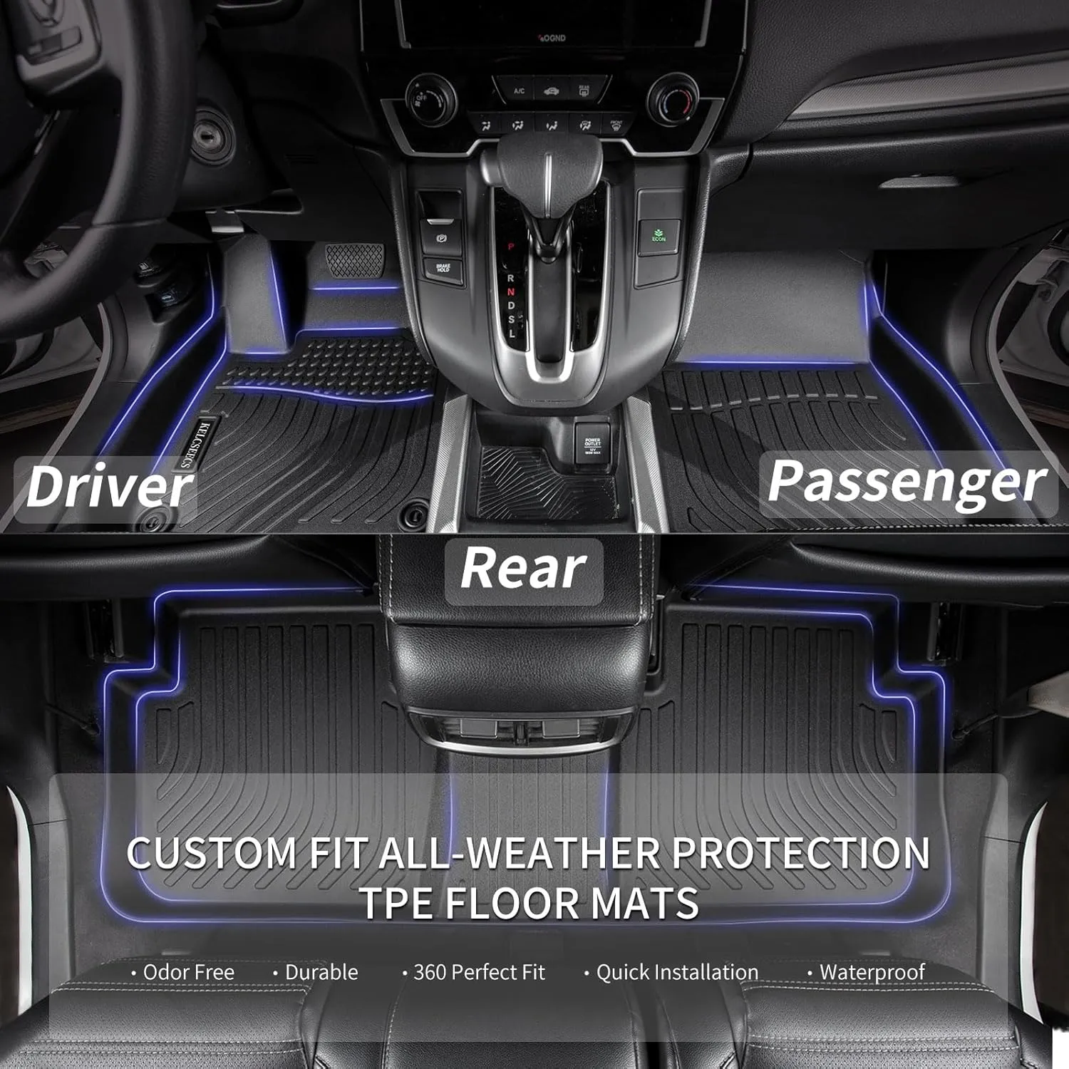 KELCSEECS® Floor Mats & Cargo Liner for 2025 2024 2023 2022 Hyundai Tucson Hybrid Car Mats Cargo Mat Trunk Mat Tucson Hybrid All Weather Floor Mats Trunk Liner Black Accessories