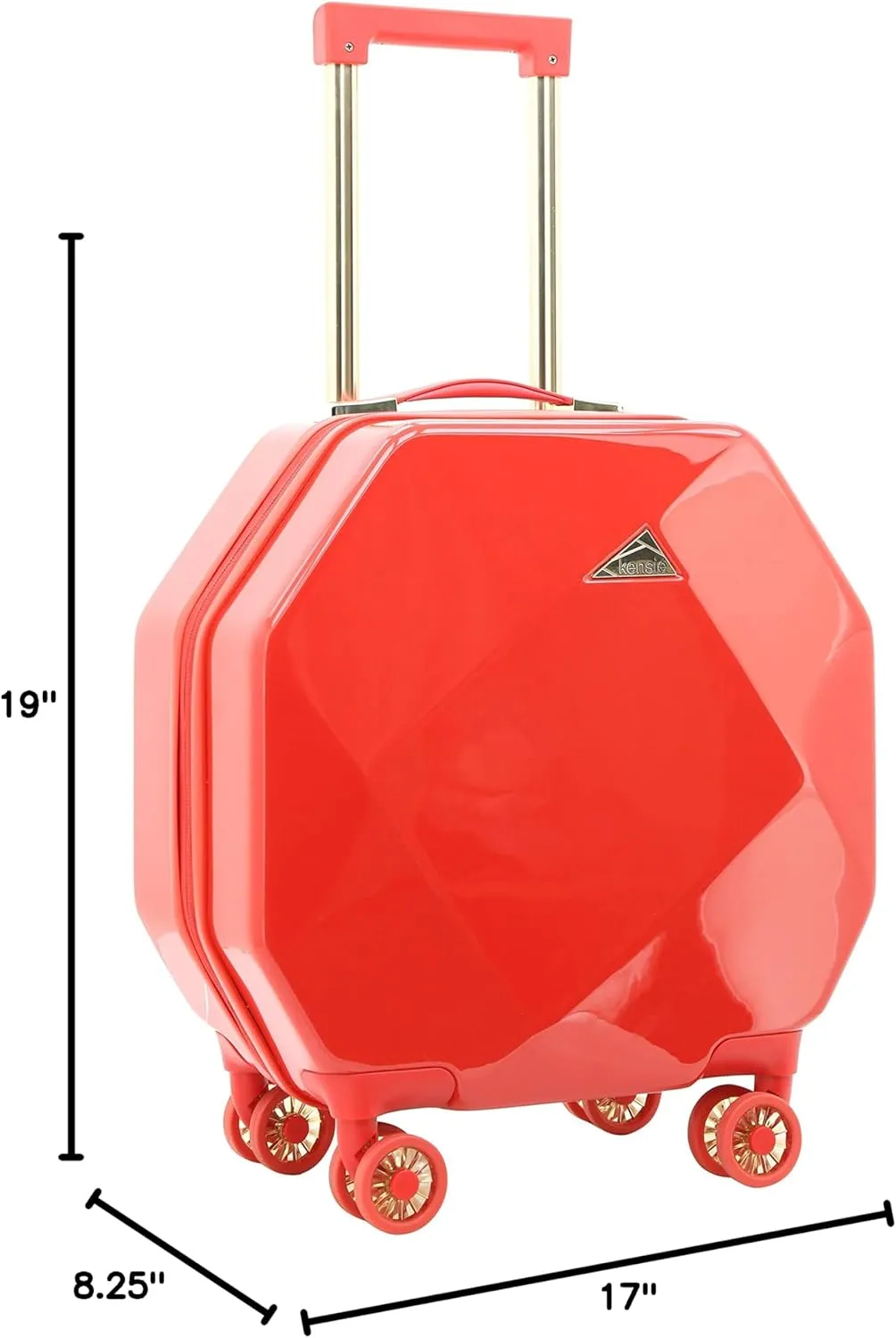 kensie Women's 2 Piece Gemstone TSA Lock Luggage Set, Red, 20-Inch Carry-On