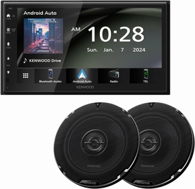 KENWOOD DMX4710S Digital Car Stereo (50W x 6-Ch), Apple CarPlay & Android Auto Compatible, Bluetooth-Enabled Head Unit with 6.8" LCD Display | KENWOOD KFC-1698RS 6-1/2" 2-Way Car Speakers