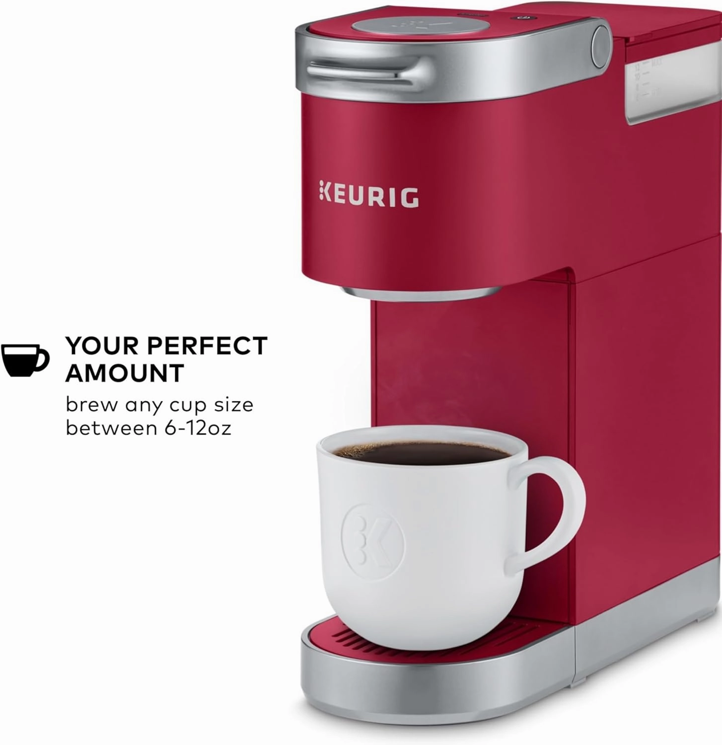 Keurig K-Mini Plus Single Serve K-Cup Pod Coffee Maker, with 6 to 12oz Brew Size, Stores up to 9 K-Cup Pods, Travel Mug Friendly, Cardinal Red