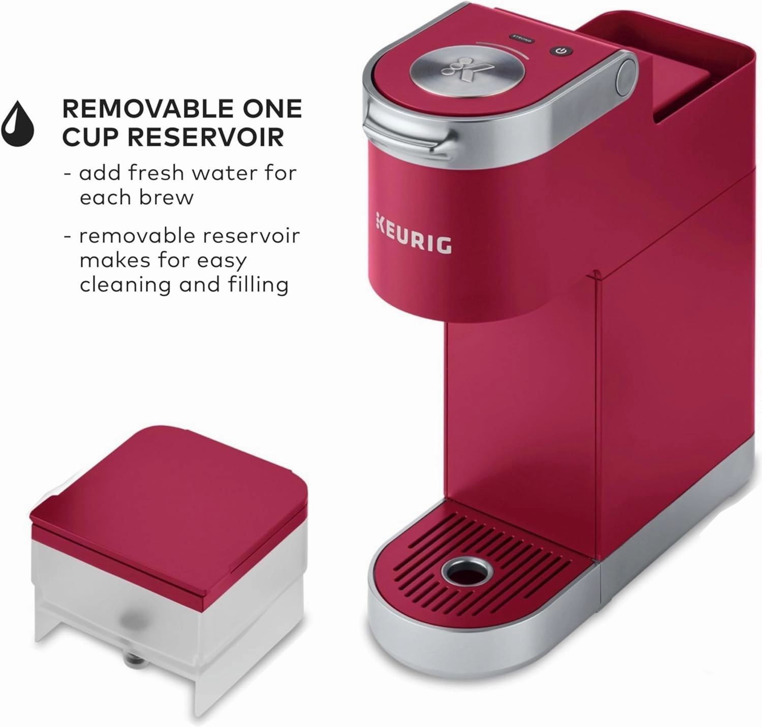 Keurig K-Mini Plus Single Serve K-Cup Pod Coffee Maker, with 6 to 12oz Brew Size, Stores up to 9 K-Cup Pods, Travel Mug Friendly, Cardinal Red