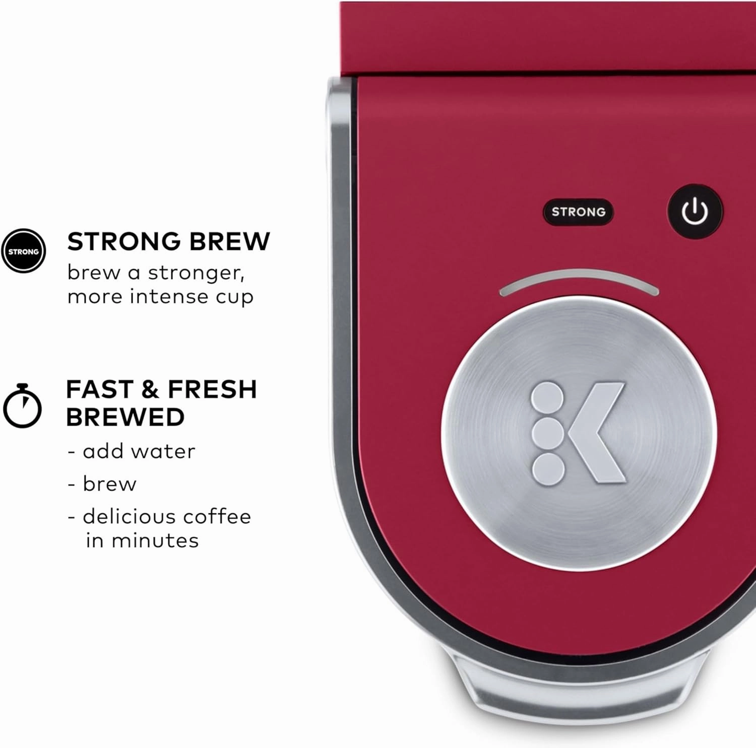 Keurig K-Mini Plus Single Serve K-Cup Pod Coffee Maker, with 6 to 12oz Brew Size, Stores up to 9 K-Cup Pods, Travel Mug Friendly, Cardinal Red