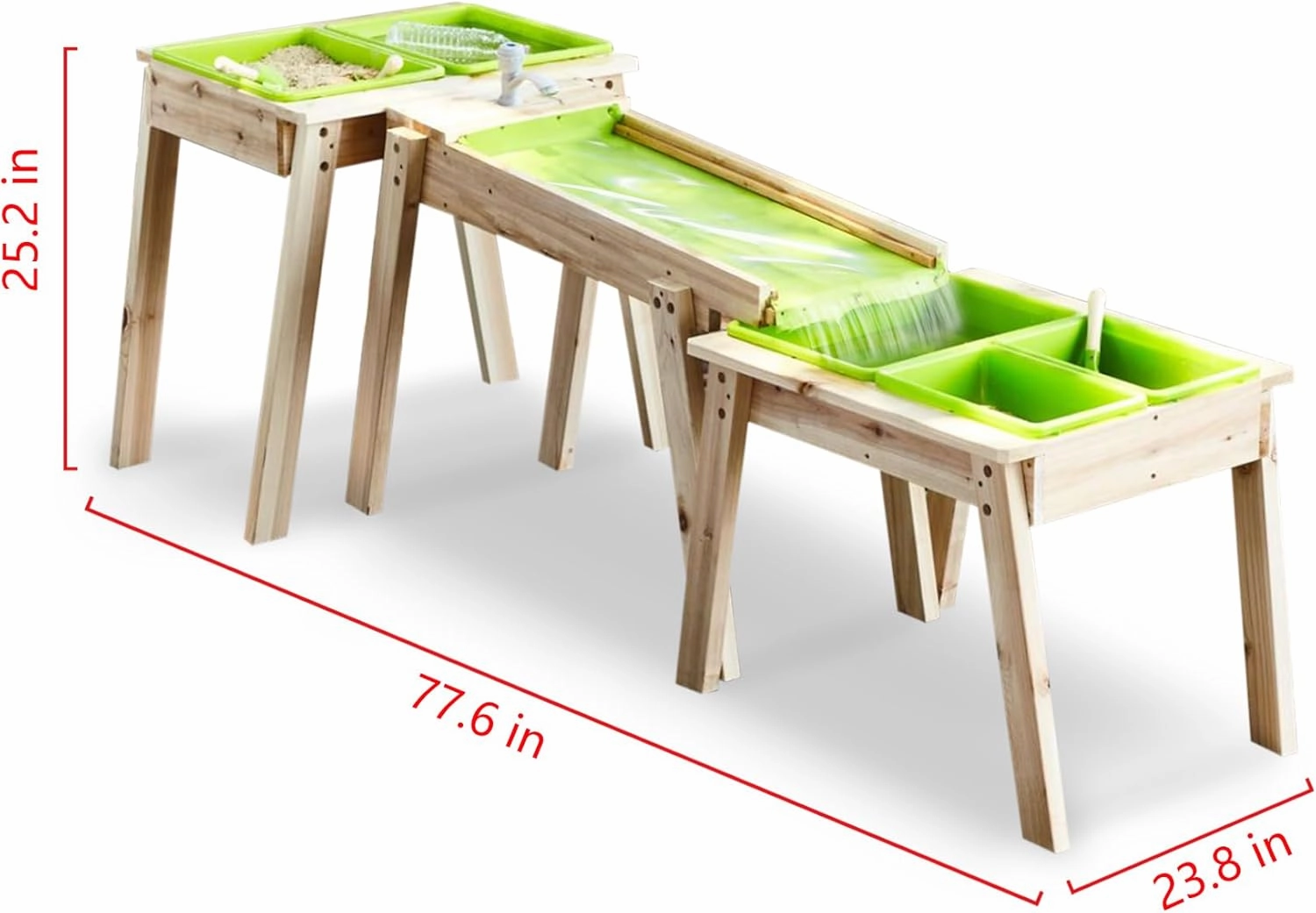 Kids 3 Sets Rushing River Falls Sensory Table, Wood Sand Table Playset for Kids, Outdoor Wooden Toy Play Water Table Set for Boys and Girls, Picnic Table for Outdoor Backyard Splash Table (Black3)