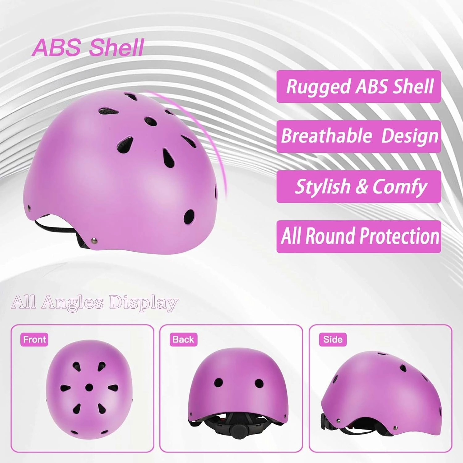 Kids Adjustable Helmet, with Sports Protective Gear Set Knee Elbow Wrist Pads for Toddler Age 3-14 Boys Girls, Bike Skateboard Hoverboard Scooter Rollerblading Helmet Set
