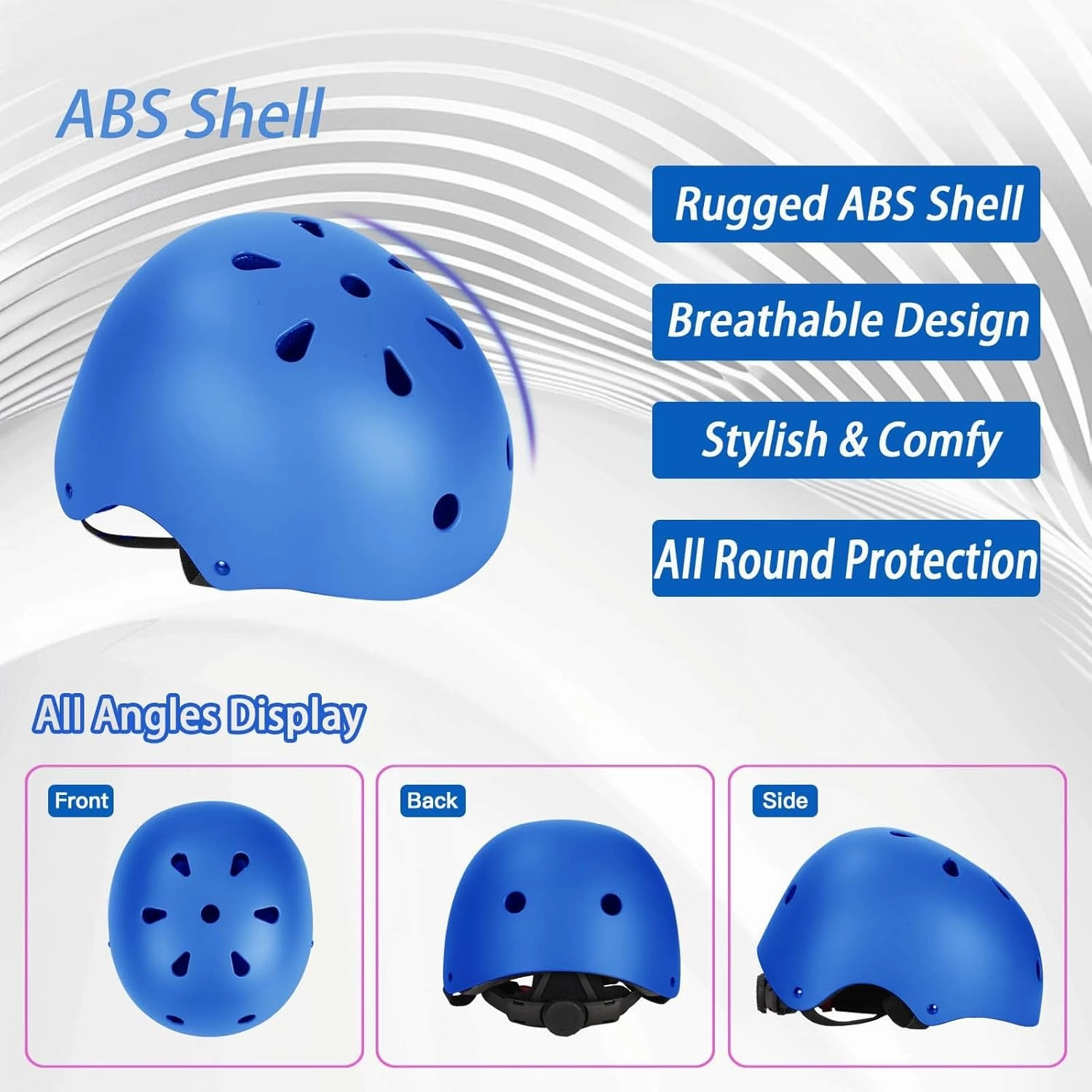 Kids Adjustable Helmet, with Sports Protective Gear Set Knee Elbow Wrist Pads for Toddler Age 3-14 Boys Girls, Bike Skateboard Hoverboard Scooter Rollerblading Helmet Set