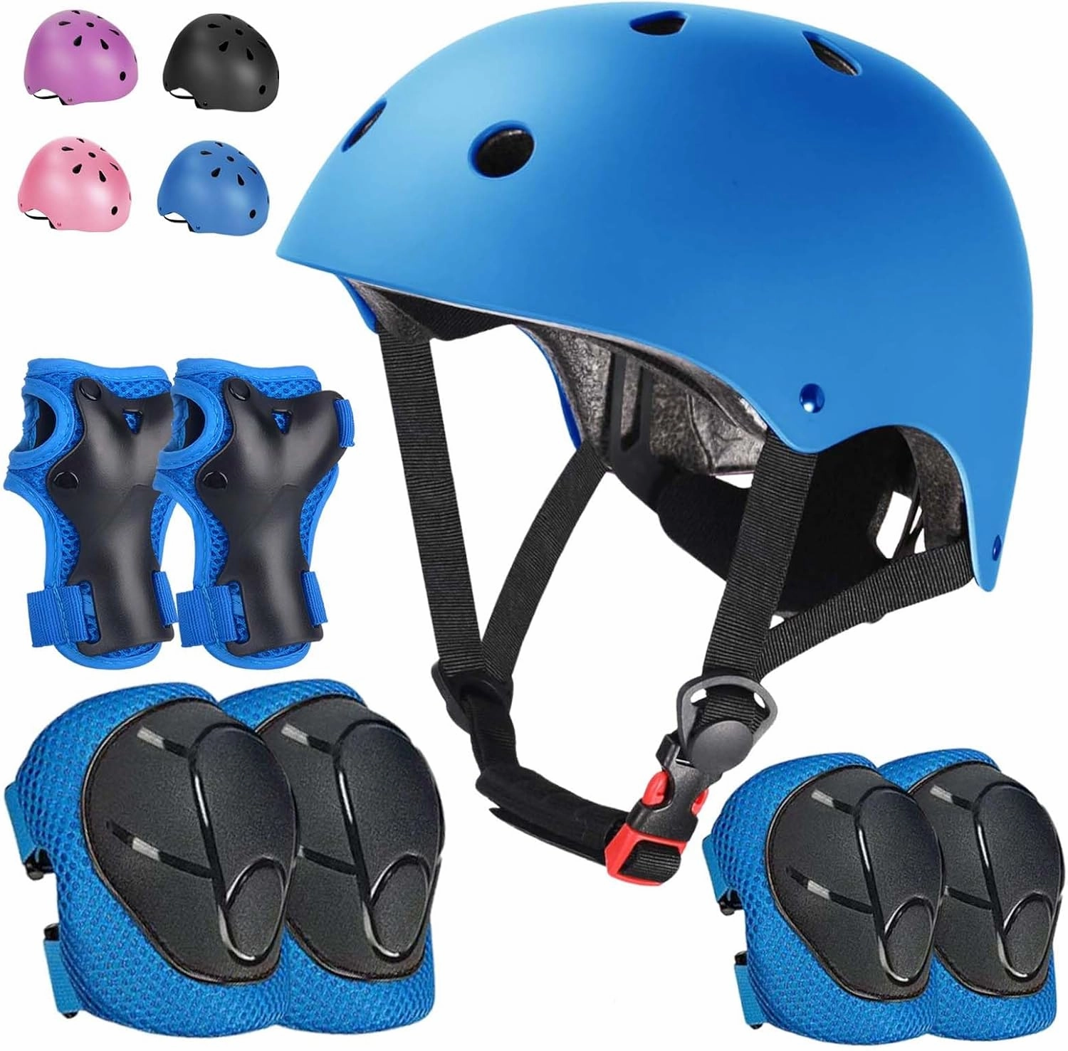 Kids Adjustable Helmet, with Sports Protective Gear Set Knee Elbow Wrist Pads for Toddler Age 3-14 Boys Girls, Bike Skateboard Hoverboard Scooter Rollerblading Helmet Set