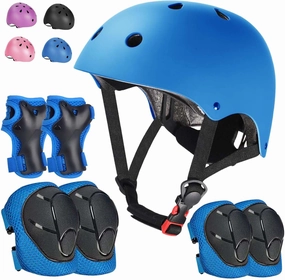 Kids Adjustable Helmet, with Sports Protective Gear Set Knee Elbow Wrist Pads for Toddler Age 3-14 Boys Girls, Bike Skateboard Hoverboard Scooter Rollerblading Helmet Set