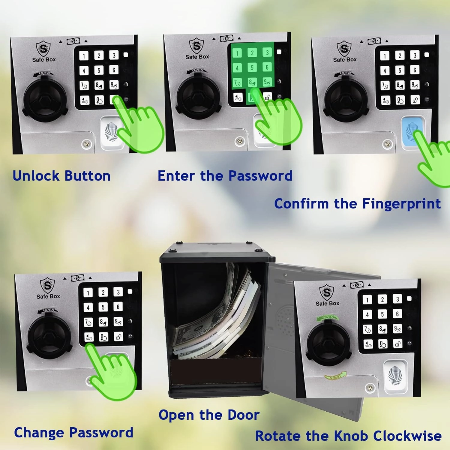 Kids Safe Bank with Fingerprint Password Talking ATM Piggy Bank for Real Money Toy Gift for 5-14 Years Old Boys Girls (Silver/Black)