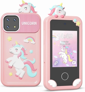 Kids Smart Phone Toy for Boys & Girls (Ages 3-9) – 2.8" Touchscreen, Dual Camera, Music Player, 16 Learning Games, Educational Toy with 8GB SD Card (Pink)