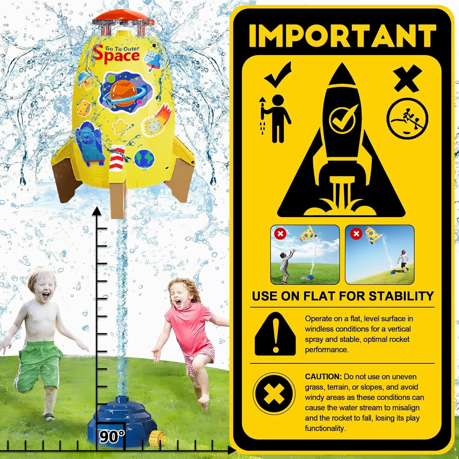 Kids Sprinklers for Yard with Hose, Rocket Launcher – Outdoor Water Toys for Boys Girls, Summer Splash Backyard Sprinkler Game for Toddlers, Great Gift Idea for Ages 3 4 5 6 7 8 9