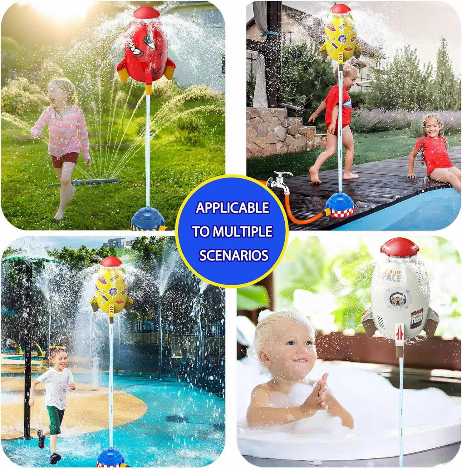 Kids Sprinklers for Yard with Hose, Rocket Launcher – Outdoor Water Toys for Boys Girls, Summer Splash Backyard Sprinkler Game for Toddlers, Great Gift Idea for Ages 3 4 5 6 7 8 9