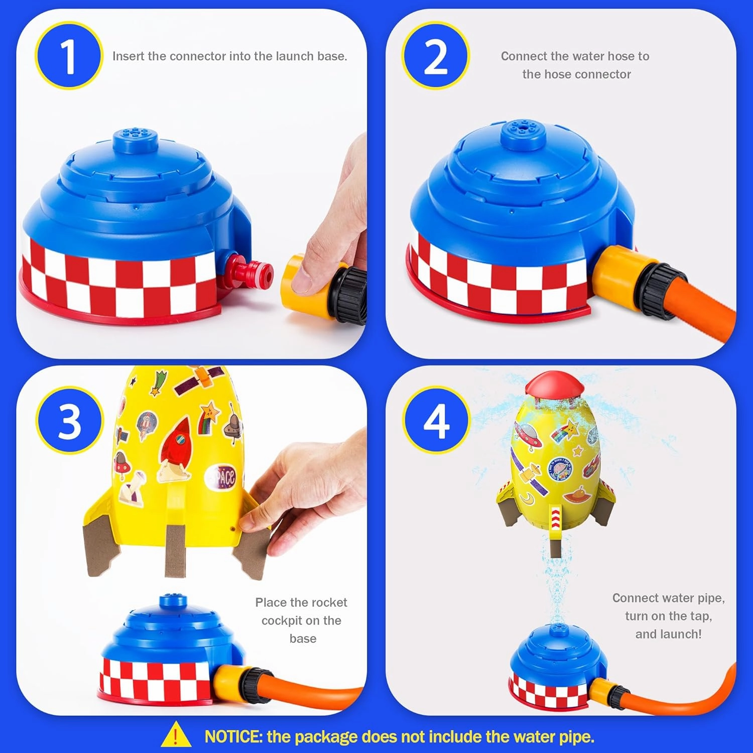 Kids Sprinklers for Yard with Hose, Rocket Launcher – Outdoor Water Toys for Boys Girls, Summer Splash Backyard Sprinkler Game for Toddlers, Great Gift Idea for Ages 3 4 5 6 7 8 9