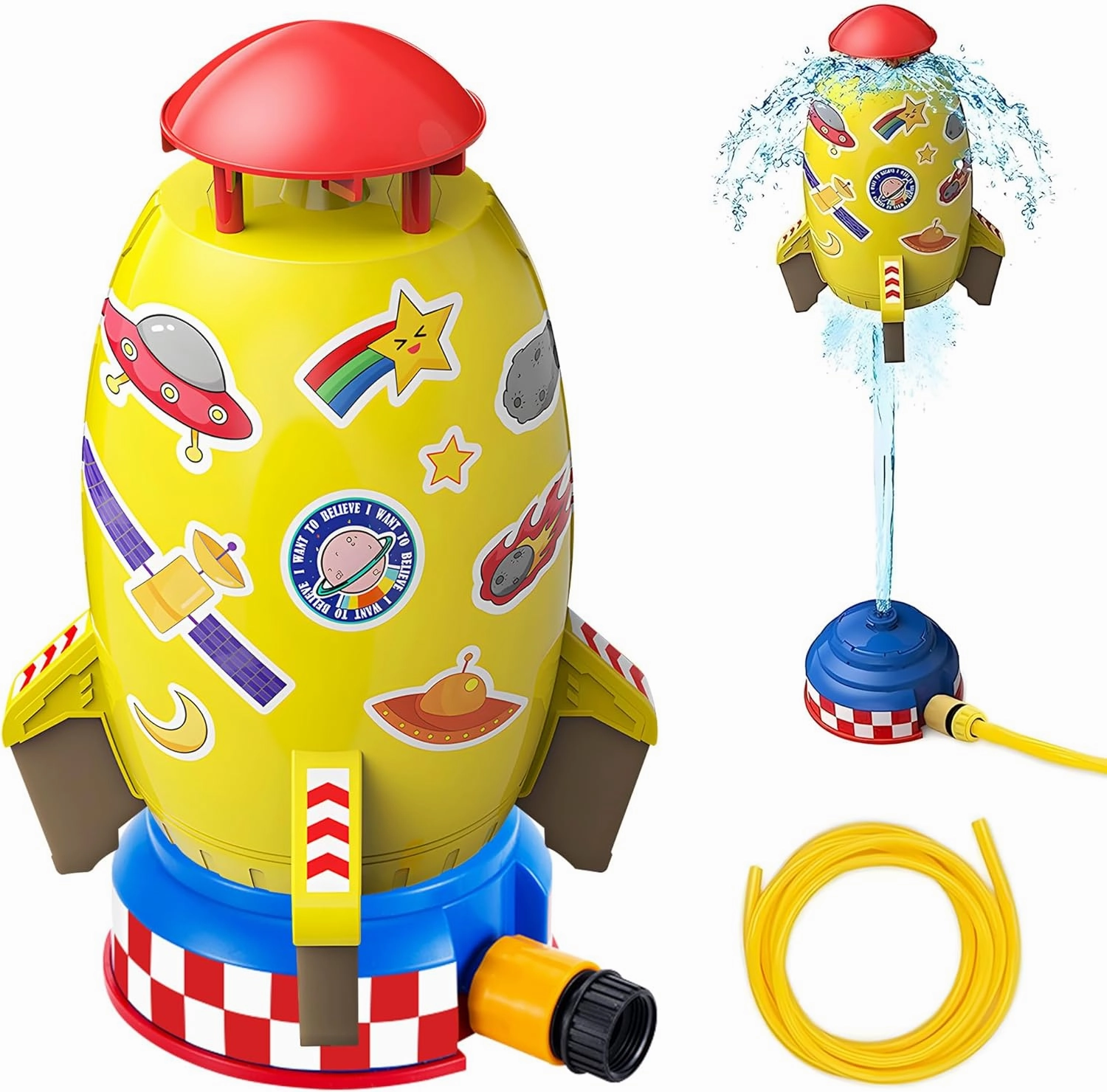 Kids Sprinklers for Yard with Hose, Rocket Launcher – Outdoor Water Toys for Boys Girls, Summer Splash Backyard Sprinkler Game for Toddlers, Great Gift Idea for Ages 3 4 5 6 7 8 9