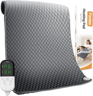 King Size Heating Pad for Back Pain & Period Cramps Relief Extra Large Electric Heating Pad for Body Neck Shoulder Auto Shut Off Heat Pad Temperature Settings Machine Washable Gray (32"x24")