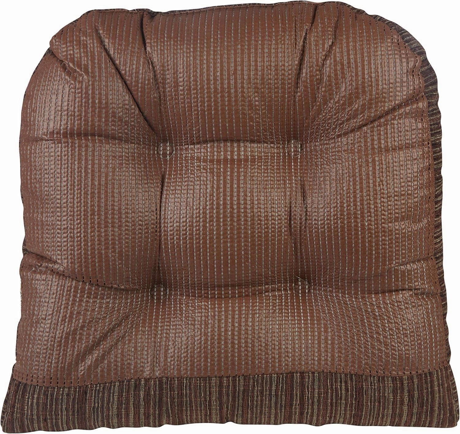 Klear Vu Gripper Overstuffed Universal Non-Slip Dining Chair Cushions for Kitchen Decor, 2 Count (Pack of 1), Chenille Chocolate Brown