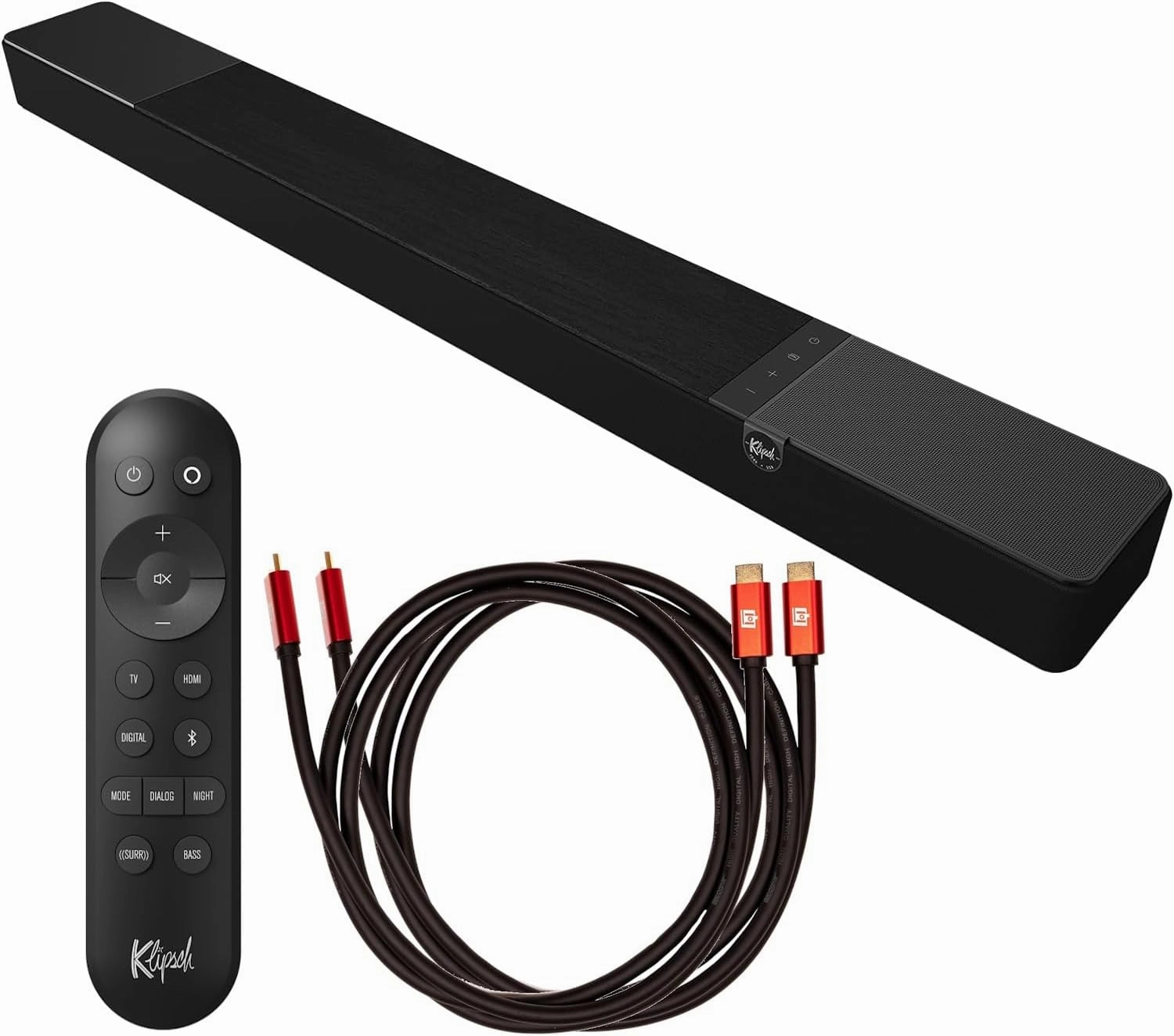 Klipsch Flexus CORE 200 3.1.2 Channel Powered by Onkyo Bluetooth Sound Bar with Dolby Atmos and Custom Tuned Bass Black Bundle with 2X Deco Gear 6' 4K HDMI 2.0 Cables
