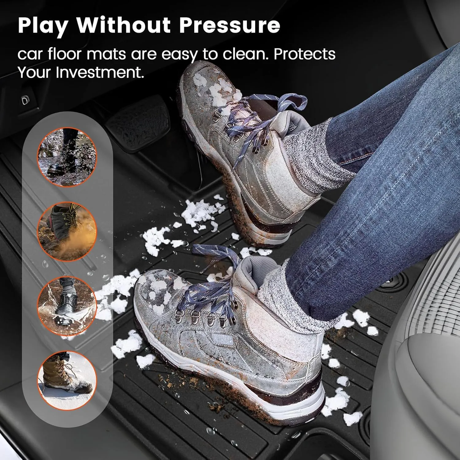 KMF Custom Fit Floor Mats for Nissan Kicks 2025, All Weather TPE Waterproof Car Floor Liners - Front & Rear 2 Row, Anti-Slip Deep Grooves Car Mats Full Set