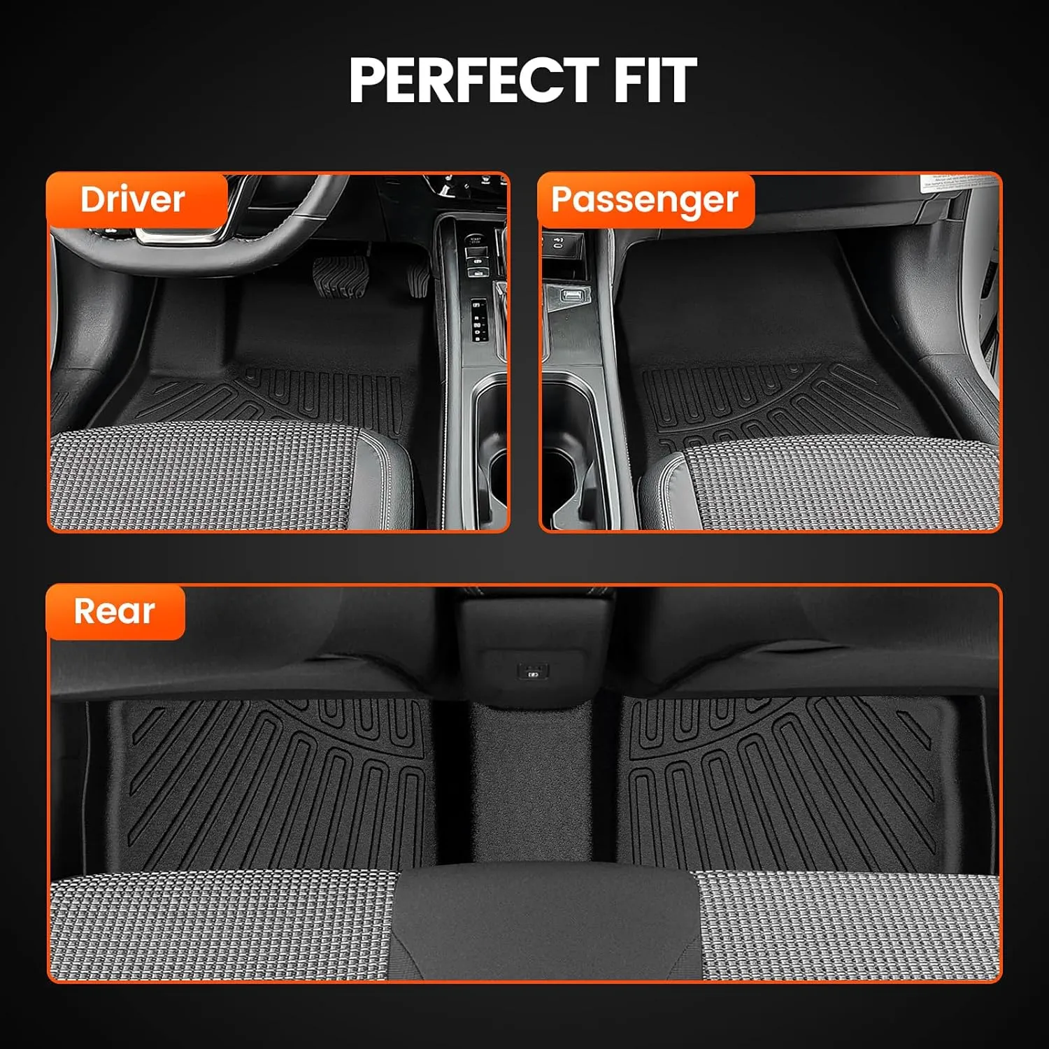 KMF Custom Fit Floor Mats for Nissan Kicks 2025, All Weather TPE Waterproof Car Floor Liners - Front & Rear 2 Row, Anti-Slip Deep Grooves Car Mats Full Set