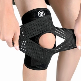 Knee Brace with Side Stabilizers for Knee Pain, Adjustable Knee Support for Meniscus Tear ACL MCL Arthritis Injury Recovery, Breathable Knee Wrap for Men & Women, Workout, Sports (Black, XX-Large)