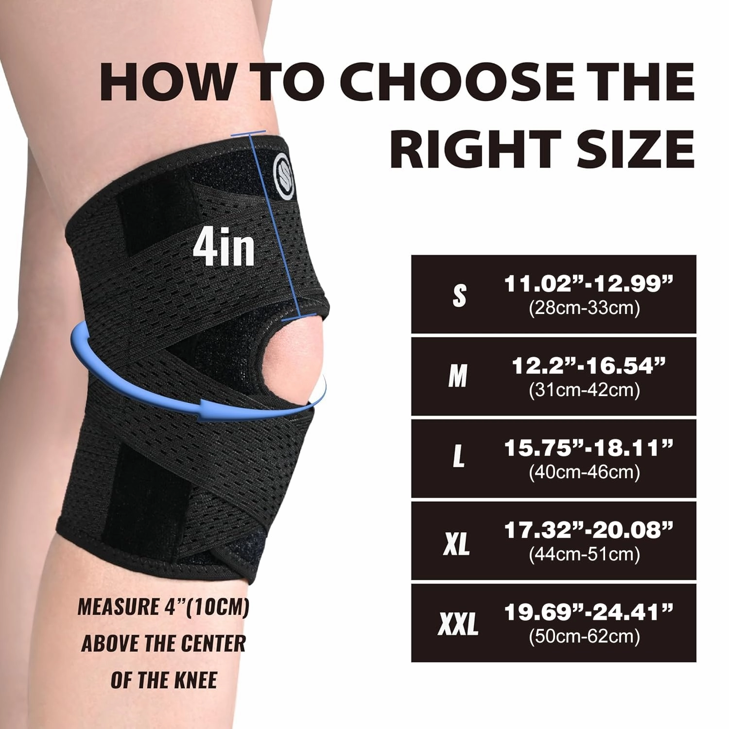 Knee Brace with Side Stabilizers for Knee Pain, Adjustable Knee Support for Meniscus Tear ACL MCL Arthritis Injury Recovery, Breathable Knee Wrap for Men & Women, Workout, Sports (Black, XX-Large)