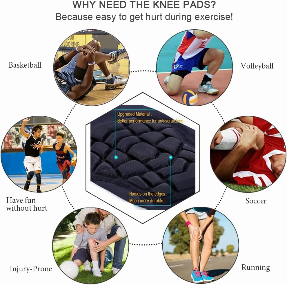 Knee Pads Compression Leg Sleeve Knee Sleeve for All Sports Wrestling Protector Gear, 1 Pair of Knee Paded
