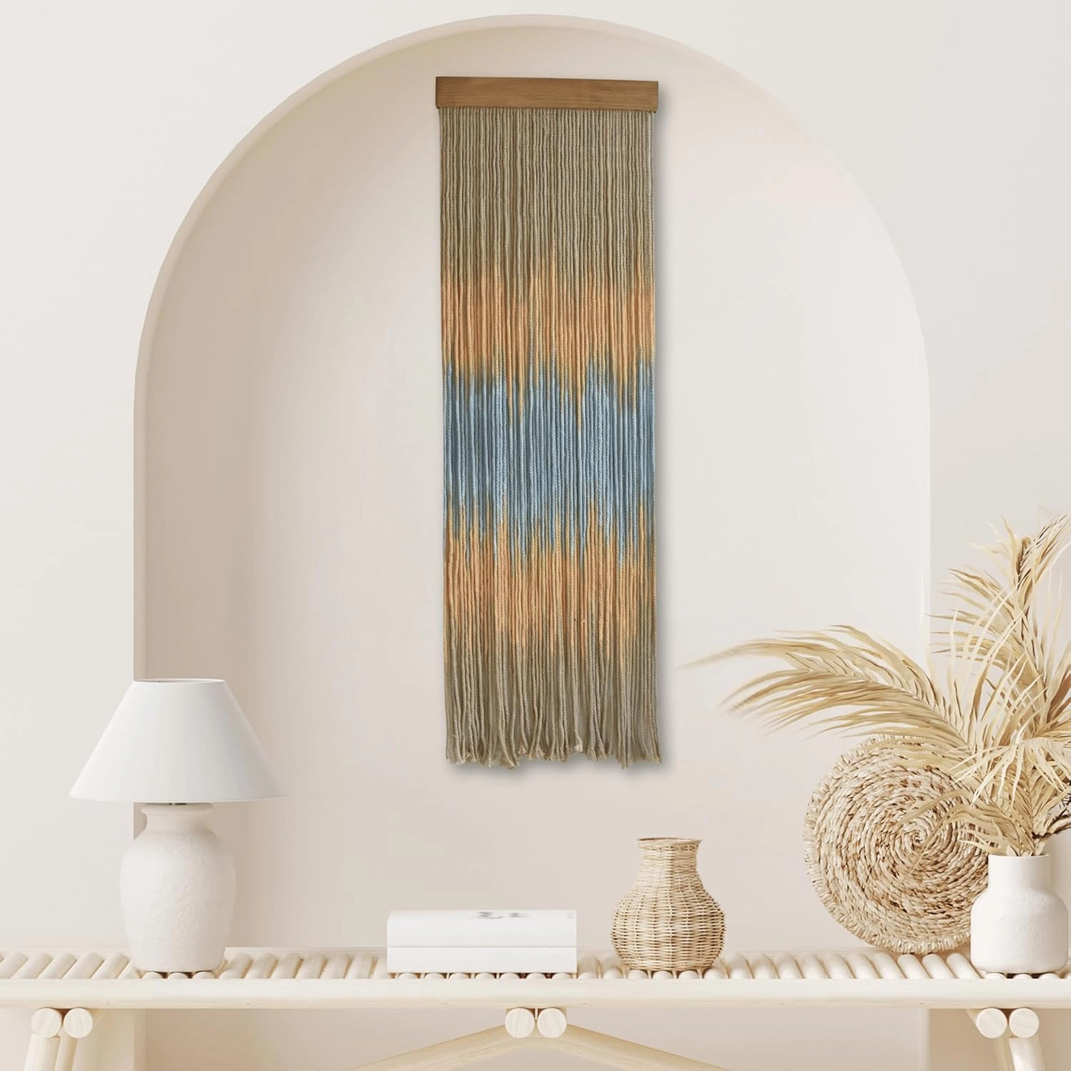 Knots & Beyond Macromedia Wall Hanging, Boho Macrame, Boho Wall Decor, Yoga Class Wall Decoration, Office Wall Decor, Yarn Tapestry, Quantity 1, 11.8" x 37.4"