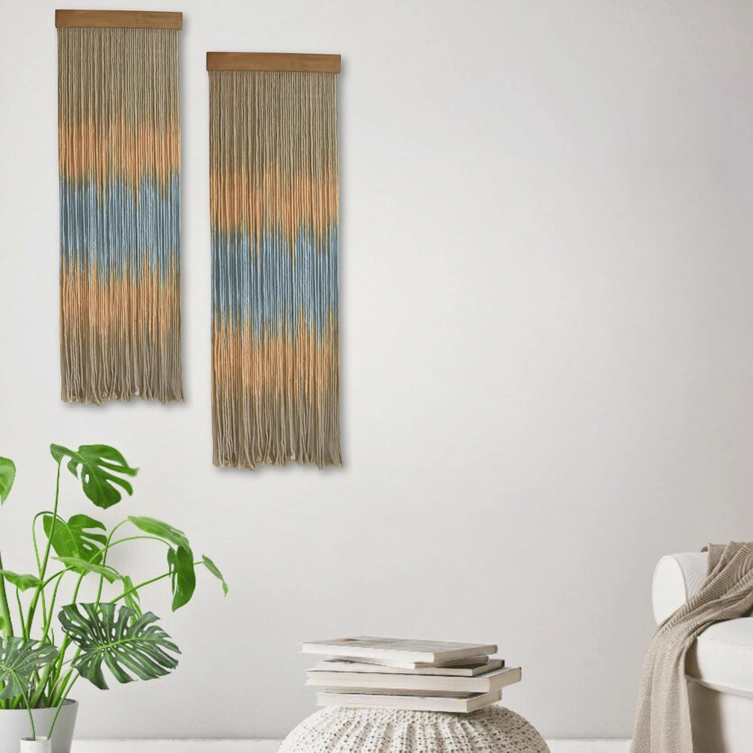 Knots & Beyond Macromedia Wall Hanging, Boho Macrame, Boho Wall Decor, Yoga Class Wall Decoration, Office Wall Decor, Yarn Tapestry, Quantity 1, 11.8" x 37.4"