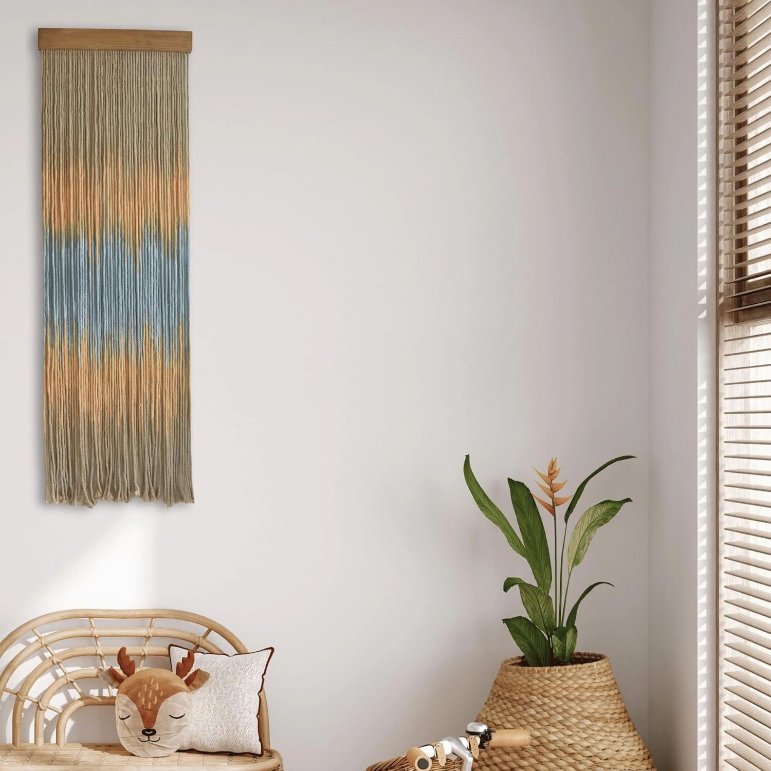 Knots & Beyond Macromedia Wall Hanging, Boho Macrame, Boho Wall Decor, Yoga Class Wall Decoration, Office Wall Decor, Yarn Tapestry, Quantity 1, 11.8" x 37.4"