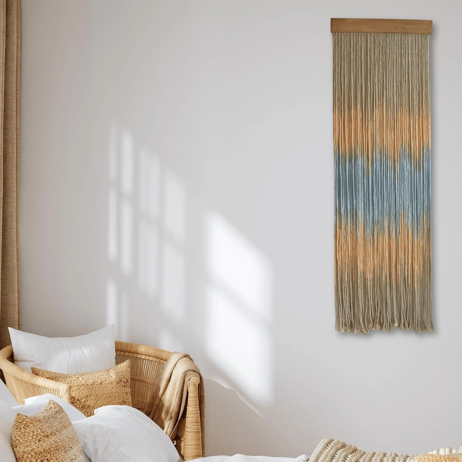 Knots & Beyond Macromedia Wall Hanging, Boho Macrame, Boho Wall Decor, Yoga Class Wall Decoration, Office Wall Decor, Yarn Tapestry, Quantity 1, 11.8" x 37.4"
