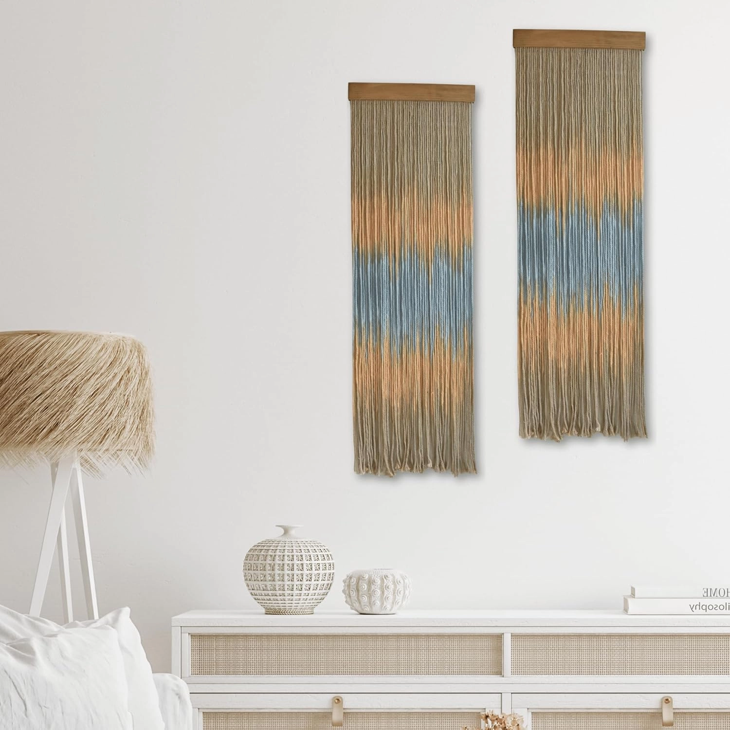 Knots & Beyond Macromedia Wall Hanging, Boho Macrame, Boho Wall Decor, Yoga Class Wall Decoration, Office Wall Decor, Yarn Tapestry, Quantity 1, 11.8" x 37.4"