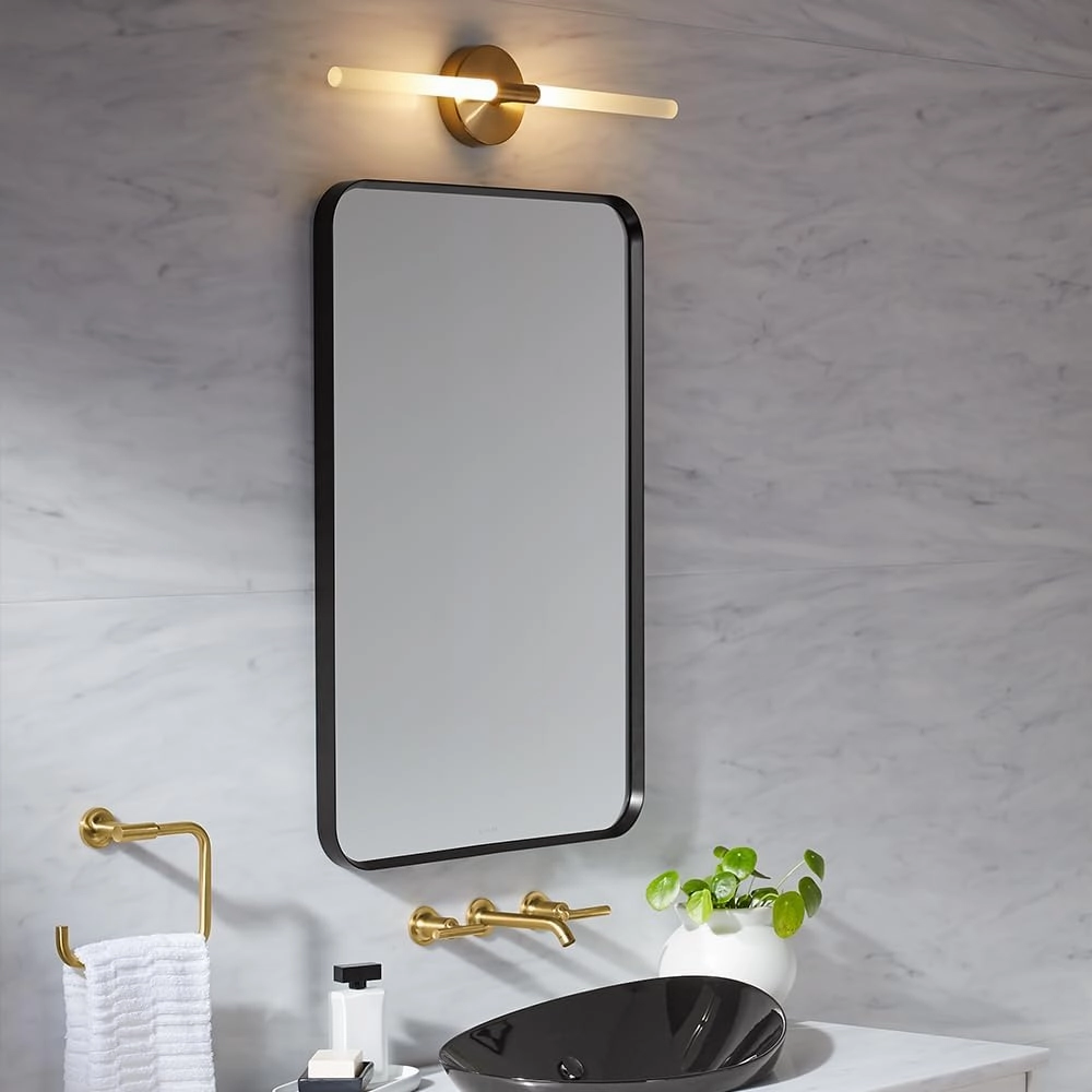 Kohler Essential 22 in. W x 34 in. H Rectangle Framing Wall Mirror with Matte Black