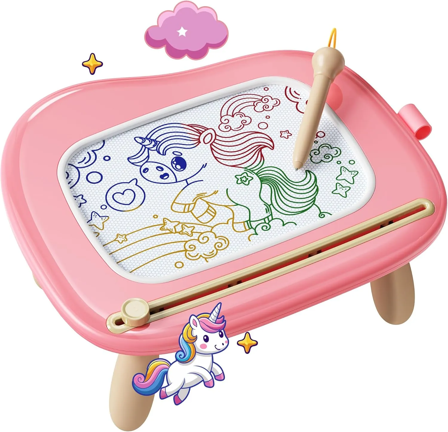 KOKODI Mess-Free Magnetic Drawing, Toddler Girl Toys for 1-2 Year Old, Large Doodle Board Pad Learning and Educational Toys for 1 2 3 Year Old Baby Kids Birthday Gifts(Pink)