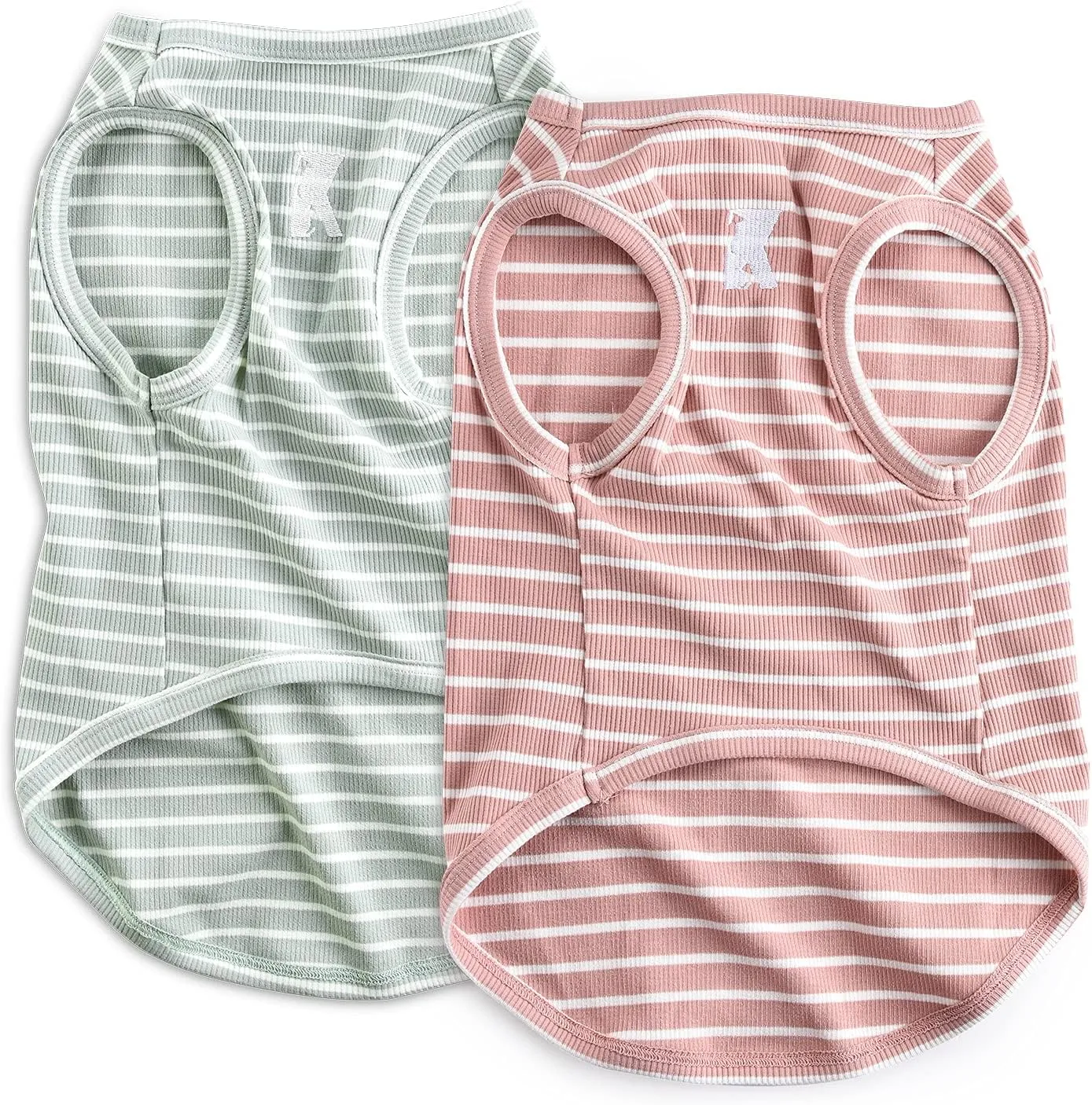 Koneseve Dog Shirt Vest Lightweight Stretchy Dog T-Shirts Soft Cool Shirts Sleeveless Stripe Vests Breathable Clothes for Puppy Kitty Cats Small Medium Large Dogs 2 Pack Pink   Green [ 3XL ]