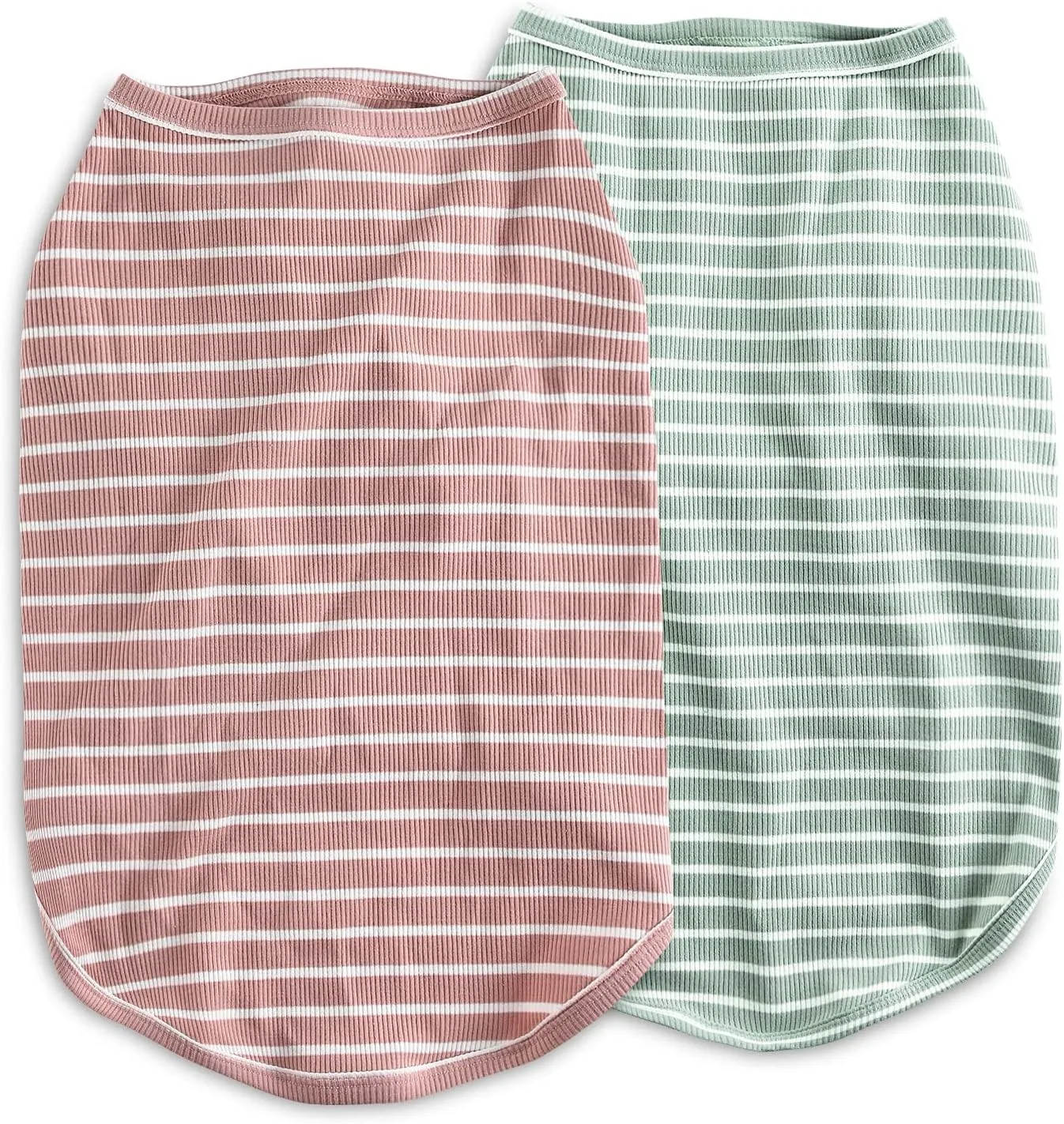 Koneseve Dog Shirt Vest Lightweight Stretchy Dog T-Shirts Soft Cool Shirts Sleeveless Stripe Vests Breathable Clothes for Puppy Kitty Cats Small Medium Large Dogs 2 Pack Pink   Green [ 3XL ]
