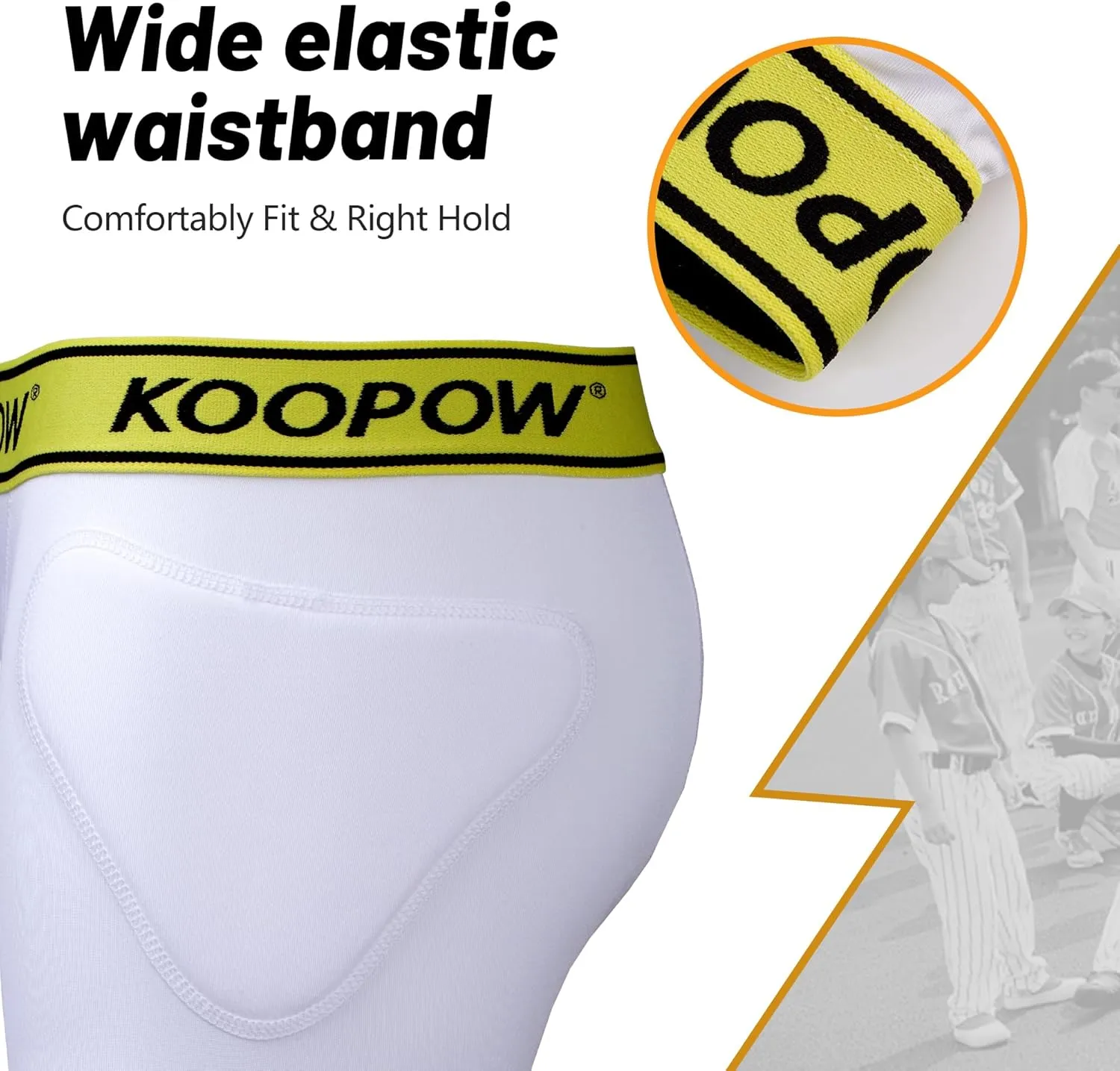 KOOPOW Youth Boys Padded Sliding Shorts Slider Pad with Soft Protective Athletic Cup for Baseball, Football, Lacrosse