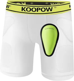 KOOPOW Youth Boys Padded Sliding Shorts Slider Pad with Soft Protective Athletic Cup for Baseball, Football, Lacrosse