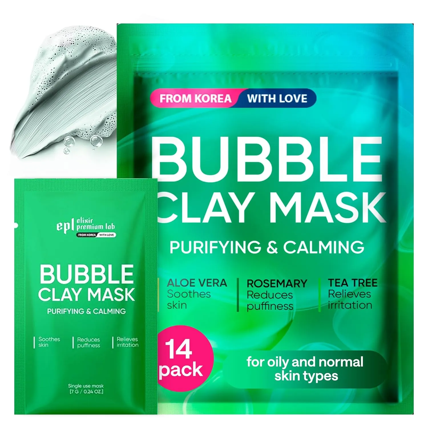 Korean Carbonated Bubble Clay Mask for Face – Black Head Remover for Face – Deep Pore Cleansing Mask – Facial Blackhead Remover – Pack 14 Korean Skincare
